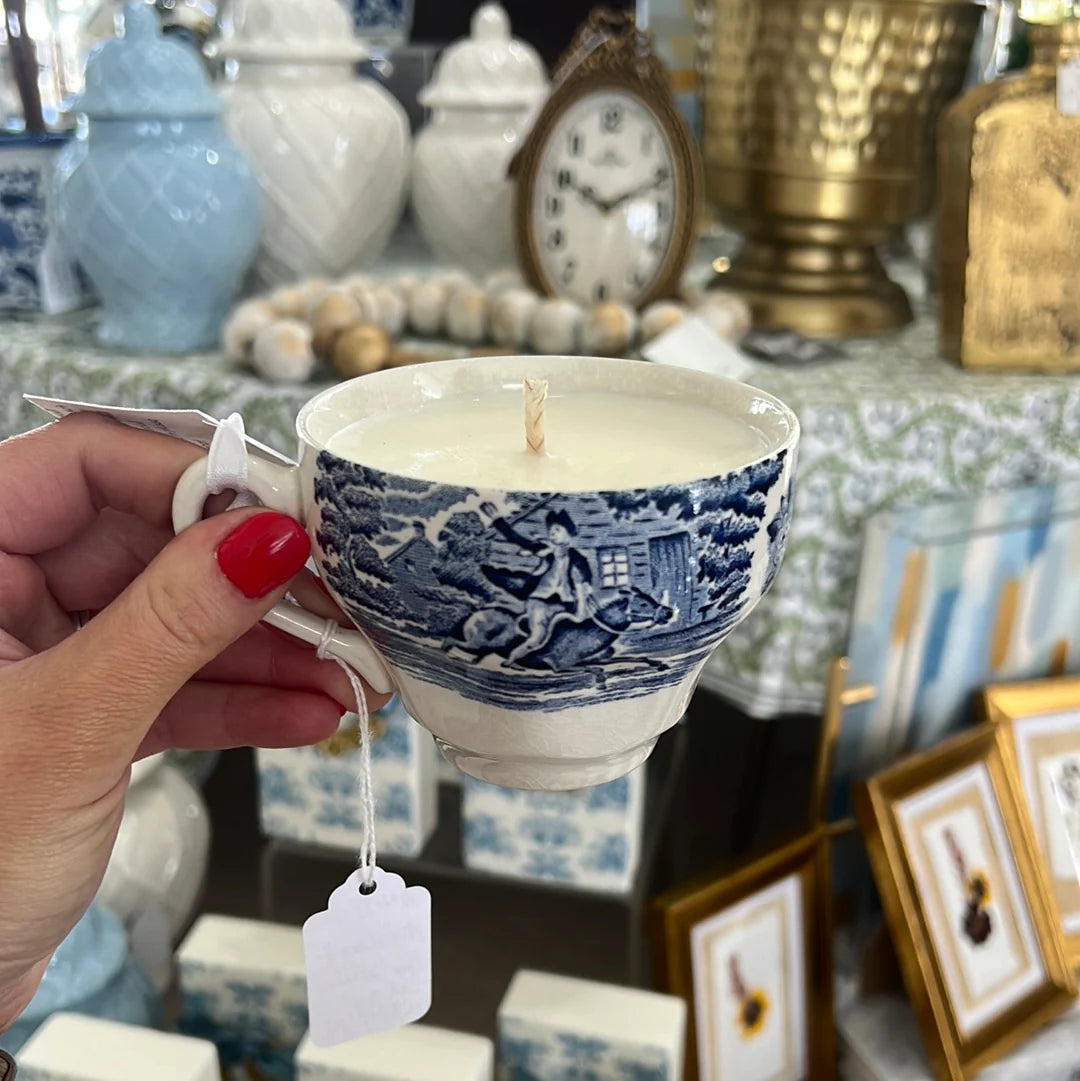 Blue and white tea cup